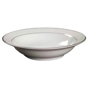 Wyndham Soup Bowl Bridal Lace 8.5" Pasta Cereal Ice Cream White Silver Trim Vtg